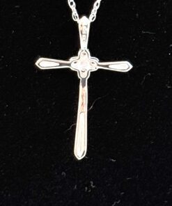 Brand new 18" .925 Silver Sterling Cross Pendant .01 Carat TW - #4