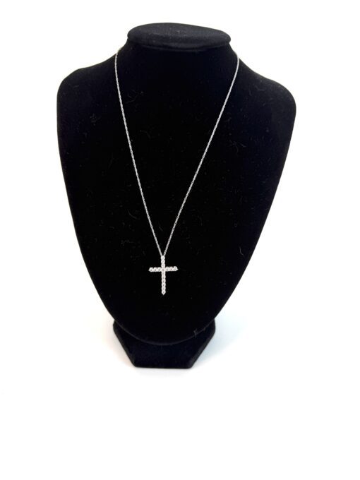 Brand new 18" .925 Silver Sterling Cross Pendant Lab White Sapphire Stones  - #6 - Image 2
