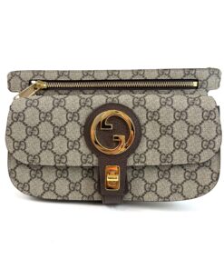 Gucci Supreme Monogram Textured Dollar Calfskin Blondie Belt Bag Beige Ebony New Acero