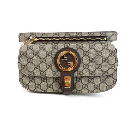 Gucci Supreme Monogram Textured Dollar Calfskin Blondie Belt Bag Beige Ebony New Acero