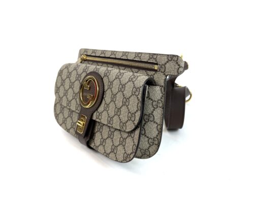 Gucci Supreme Monogram Textured Dollar Calfskin Blondie Belt Bag Beige Ebony New Acero - Image 5