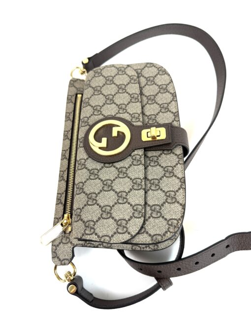 Gucci Supreme Monogram Textured Dollar Calfskin Blondie Belt Bag Beige Ebony New Acero - Image 18