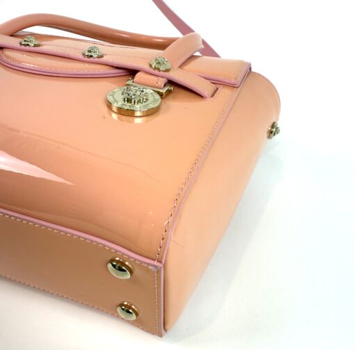 Versace Medusa Patent Small Signature Bag Peach/Pink - Image 14