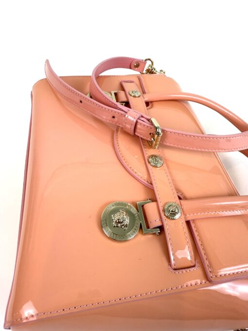 Versace Medusa Patent Small Signature Bag Peach/Pink - Image 12