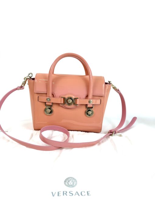 Versace Medusa Patent Small Signature Bag Peach/Pink - Image 9