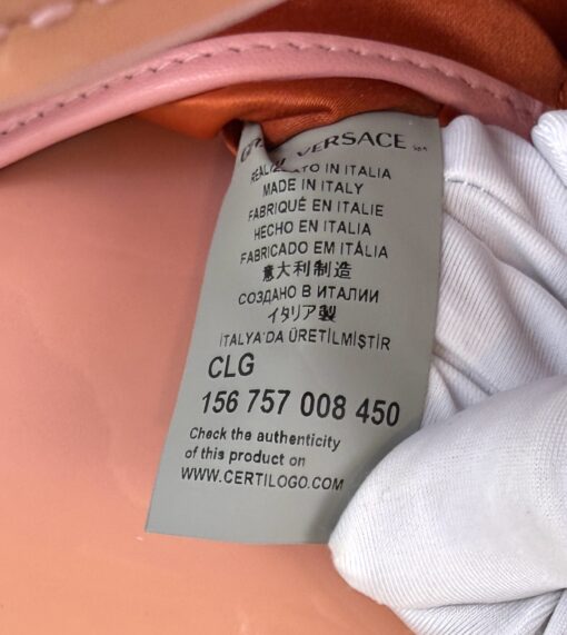 Versace Medusa Patent Small Signature Bag Peach/Pink - Image 10