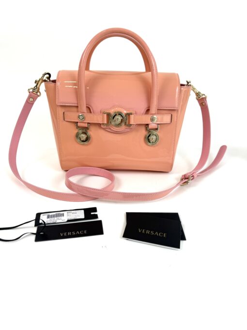 Versace Medusa Patent Small Signature Bag Peach/Pink - Image 3