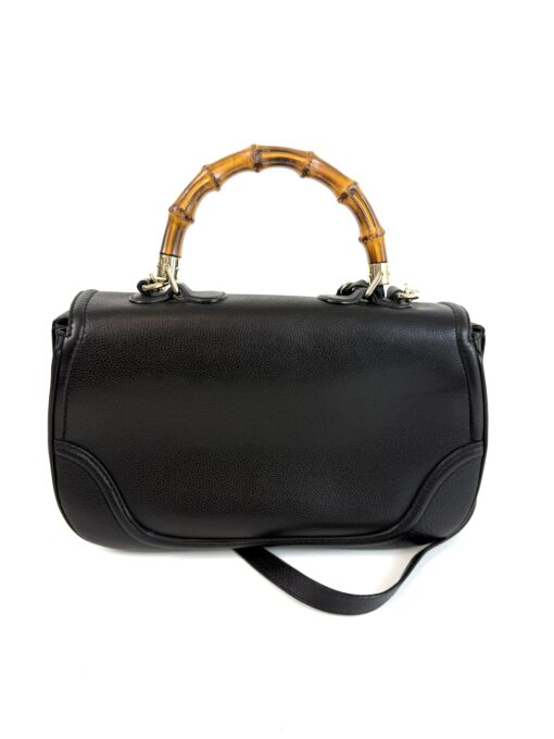 Gucci Calfskin Large New Bamboo Top Handle Bag Black - Image 6