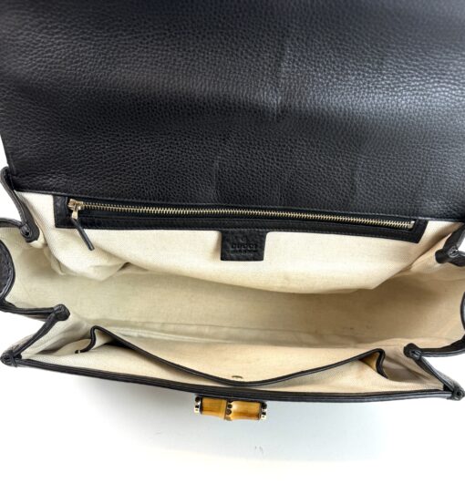 Gucci Calfskin Large New Bamboo Top Handle Bag Black - Image 11