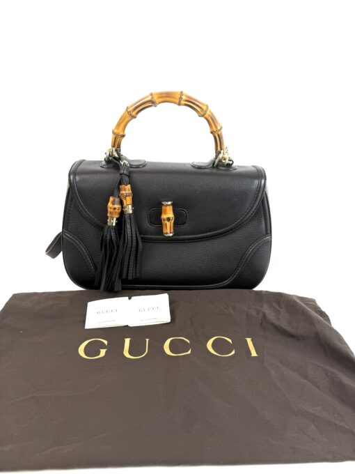 Gucci Calfskin Large New Bamboo Top Handle Bag Black - Image 4