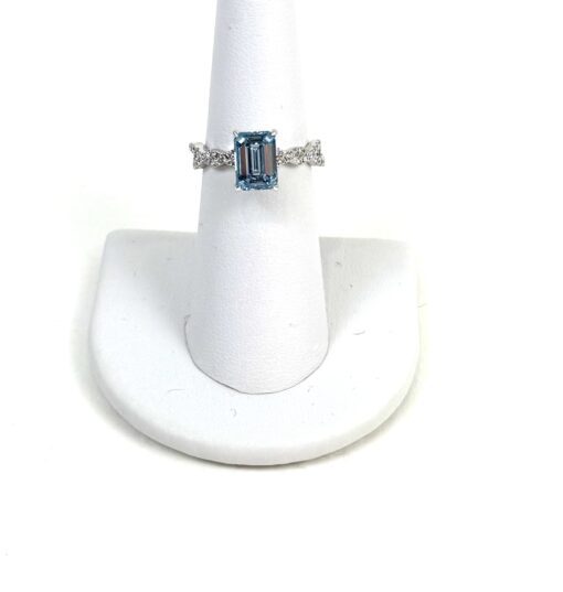 Fancy Vivid Blue Rectangular Brilliant Lab Diamond 3.53 TCW 14K White Gold - Image 4