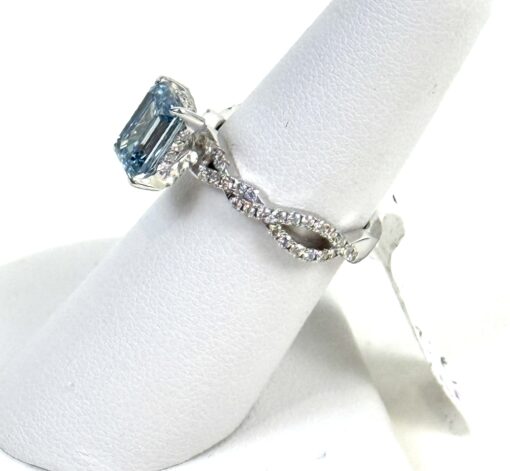 Fancy Vivid Blue Rectangular Brilliant Lab Diamond 3.53 TCW 14K White Gold - Image 7