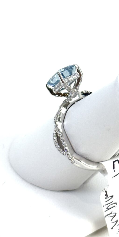 Fancy Vivid Blue Rectangular Brilliant Lab Diamond 3.53 TCW 14K White Gold - Image 8