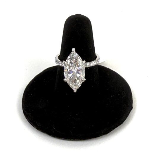 5.0 CW Marquise Brilliant Diamond 14K White Gold Engagement Ring - Image 8