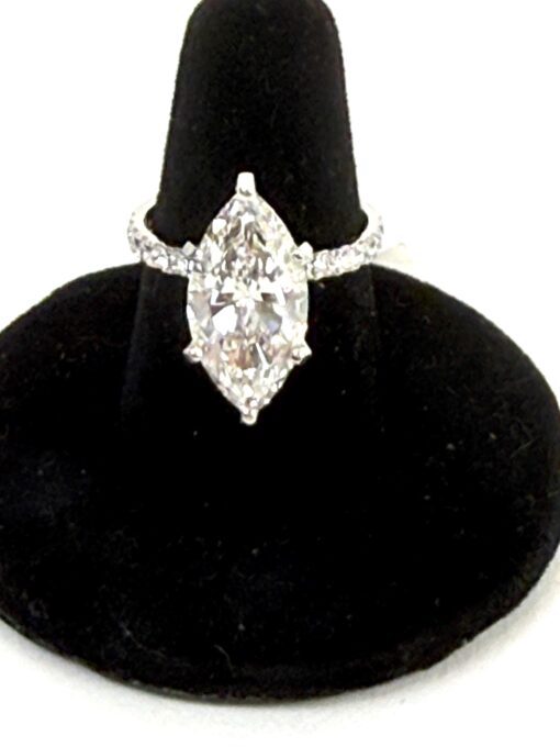 5.0 CW Marquise Brilliant Diamond 14K White Gold Engagement Ring - Image 2