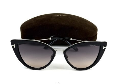 TOM FORD Icon Collection Cat-Eye Sunglasses Black Silver - Image 6