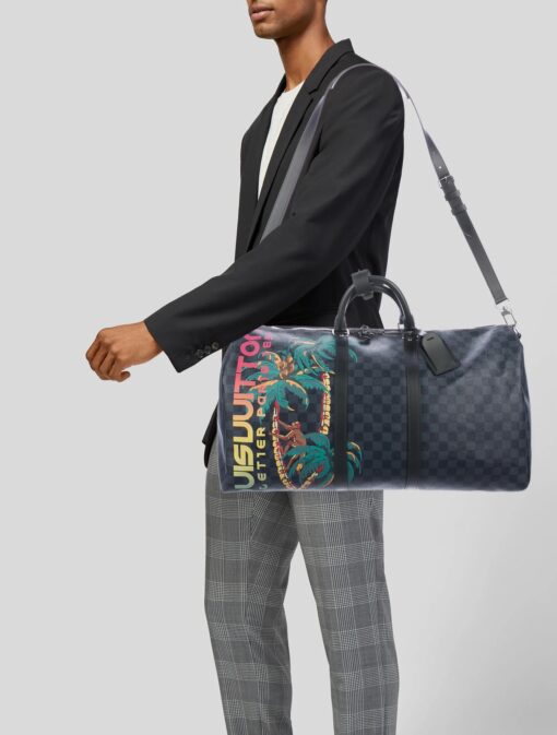 Louis Vuitton Limited Edition Damier Cobalt Jungle Edition Keepall 45 Bandouliere - Image 10