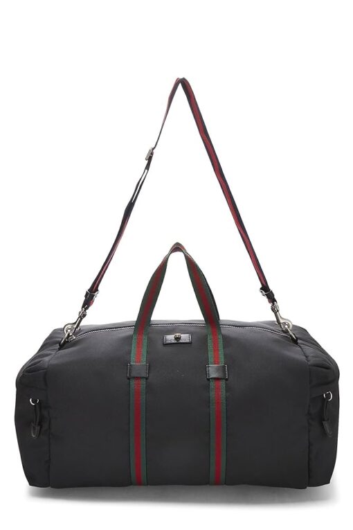 Gucci Technical Canvas Web Duffle Bag Black Travel - Image 4