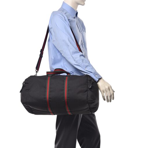 Gucci Technical Canvas Web Duffle Bag Black Travel - Image 7
