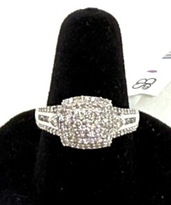 .50 Carat Natural Diamond .925 Sterling Silver Square Shaped Cluster Ring