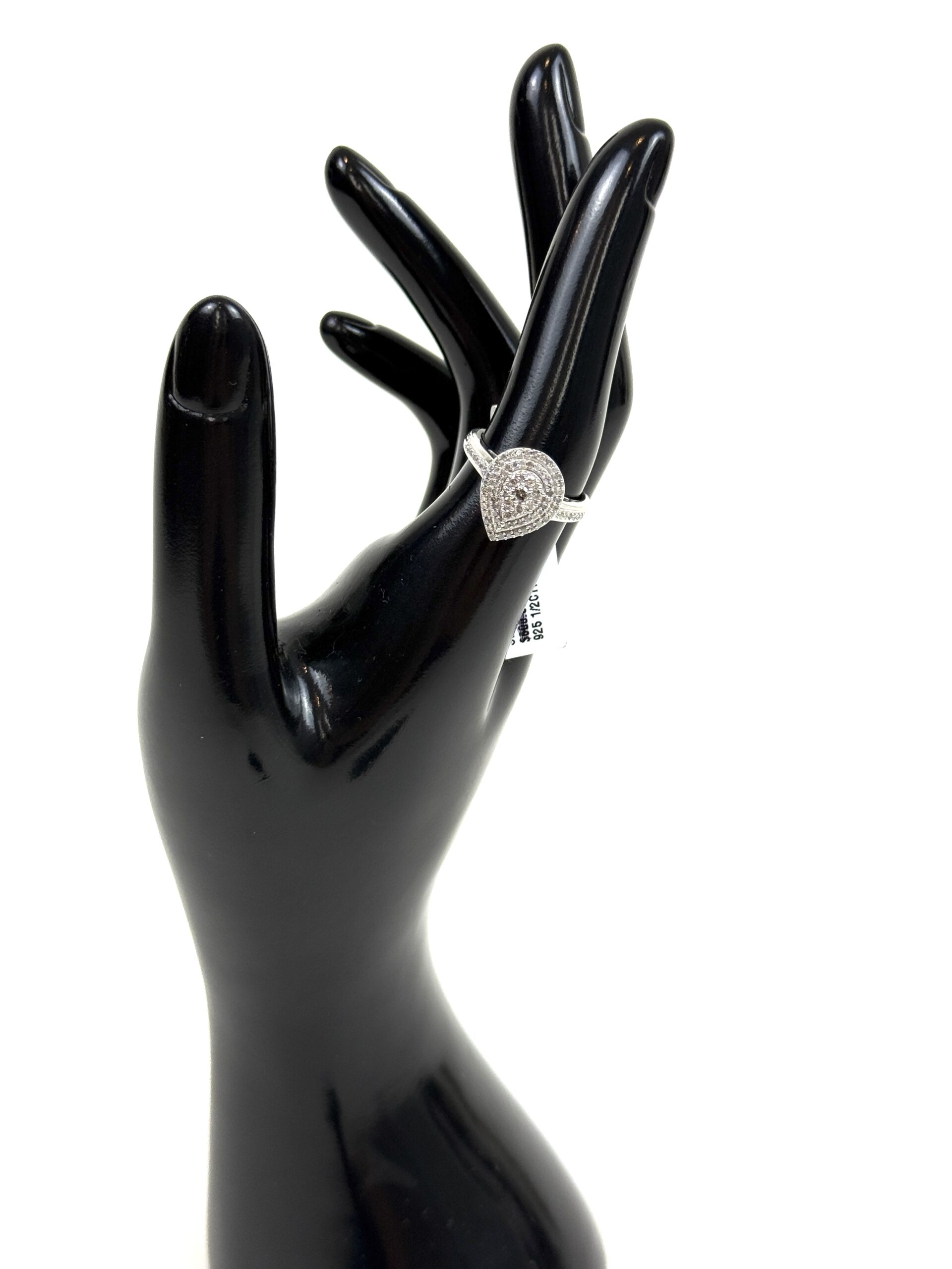 .50 Carat Natural Diamond .925 Sterling Silver Pear Shaped Cluster Ring 2 .50 Carat Natural Diamond .925 Sterling Silver Pear Shaped Cluster Ring - Image 2