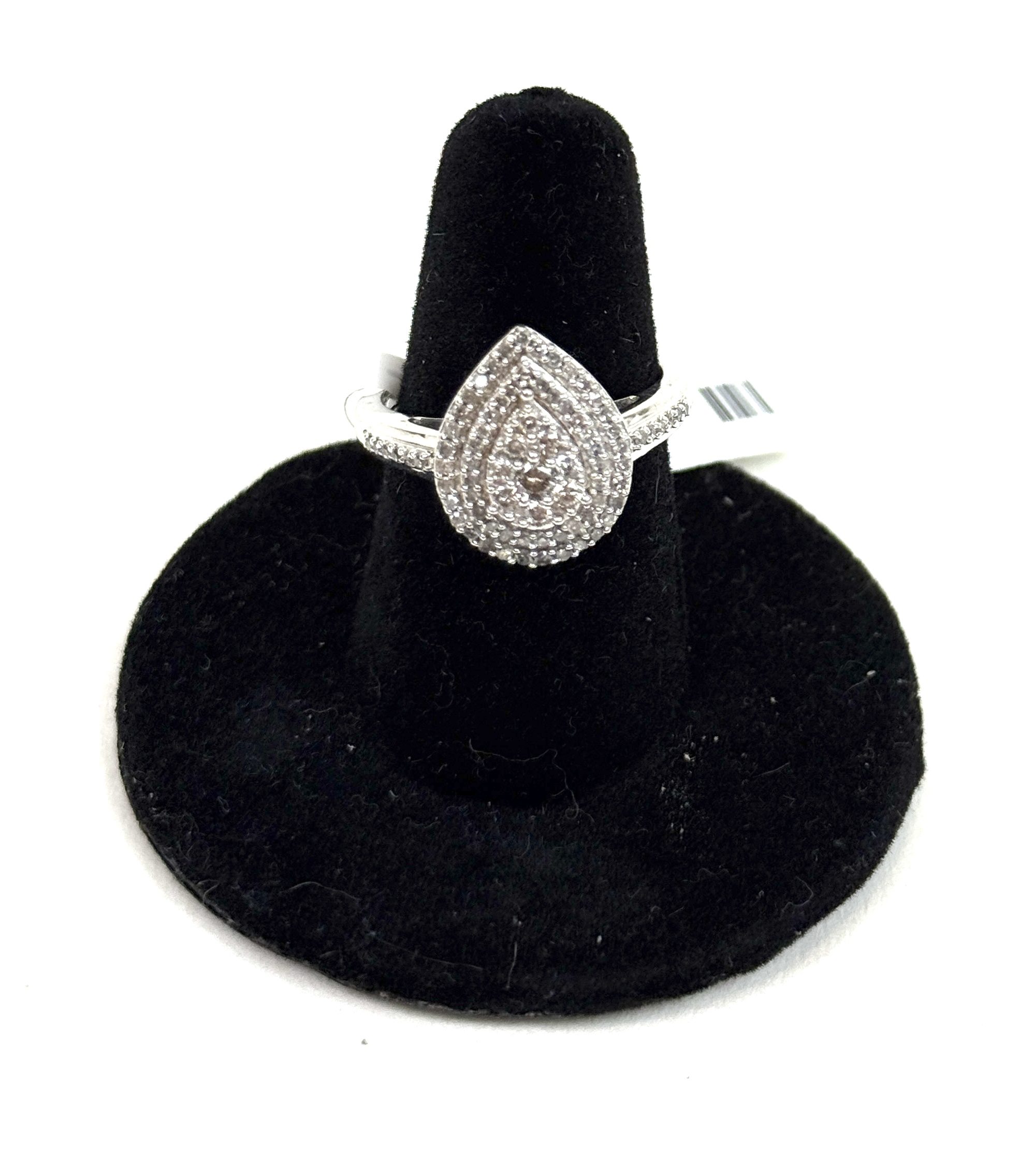 .50 Carat Natural Diamond .925 Sterling Silver Pear Shaped Cluster Ring .50 Carat Natural Diamond .925 Sterling Silver Pear Shaped Cluster Ring