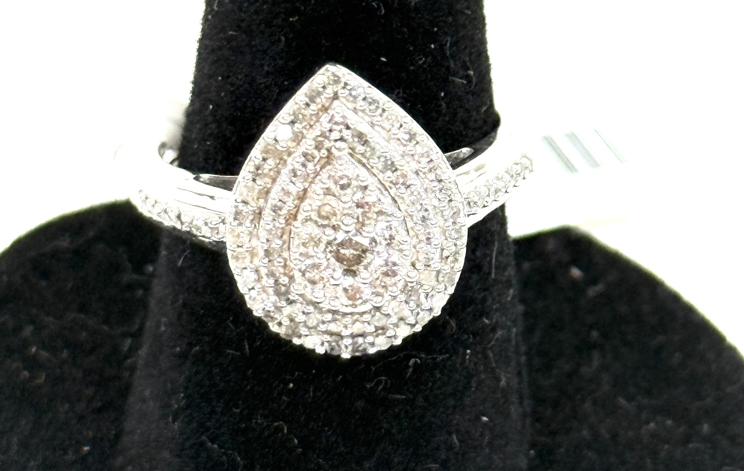 .50 Carat Natural Diamond .925 Sterling Silver Pear Shaped Cluster Ring 3 .50 Carat Natural Diamond .925 Sterling Silver Pear Shaped Cluster Ring - Image 3