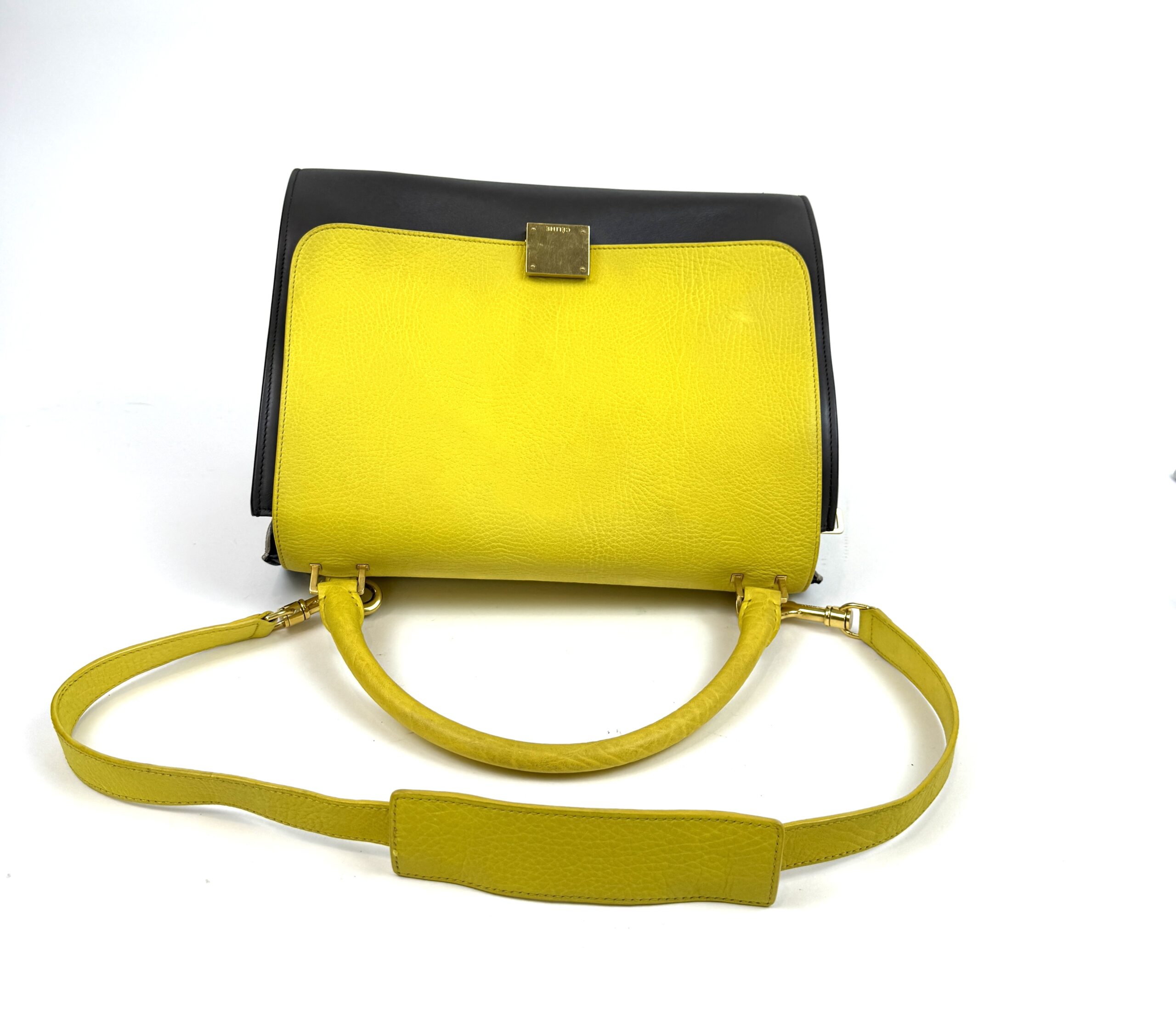 Celine Elephant Calfskin Small Tri-Color Trapeze Yellow 22 Celine Elephant Calfskin Small Tri-Color Trapeze Yellow 22