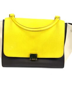 Celine Elephant Calfskin Small Tri-Color Trapeze Yellow