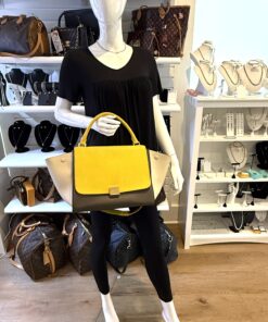 Alternative view of Celine Elephant Calfskin Small Tri-Color Trapeze Yellow