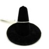Ring on the velvet stand with its tag to the side