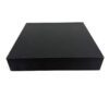 Box closed and seen from a low front angle