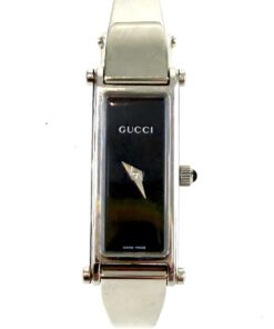 Ladies Gucci 1500L Silver Stainless Steel Watch Quartz Black Face 5
