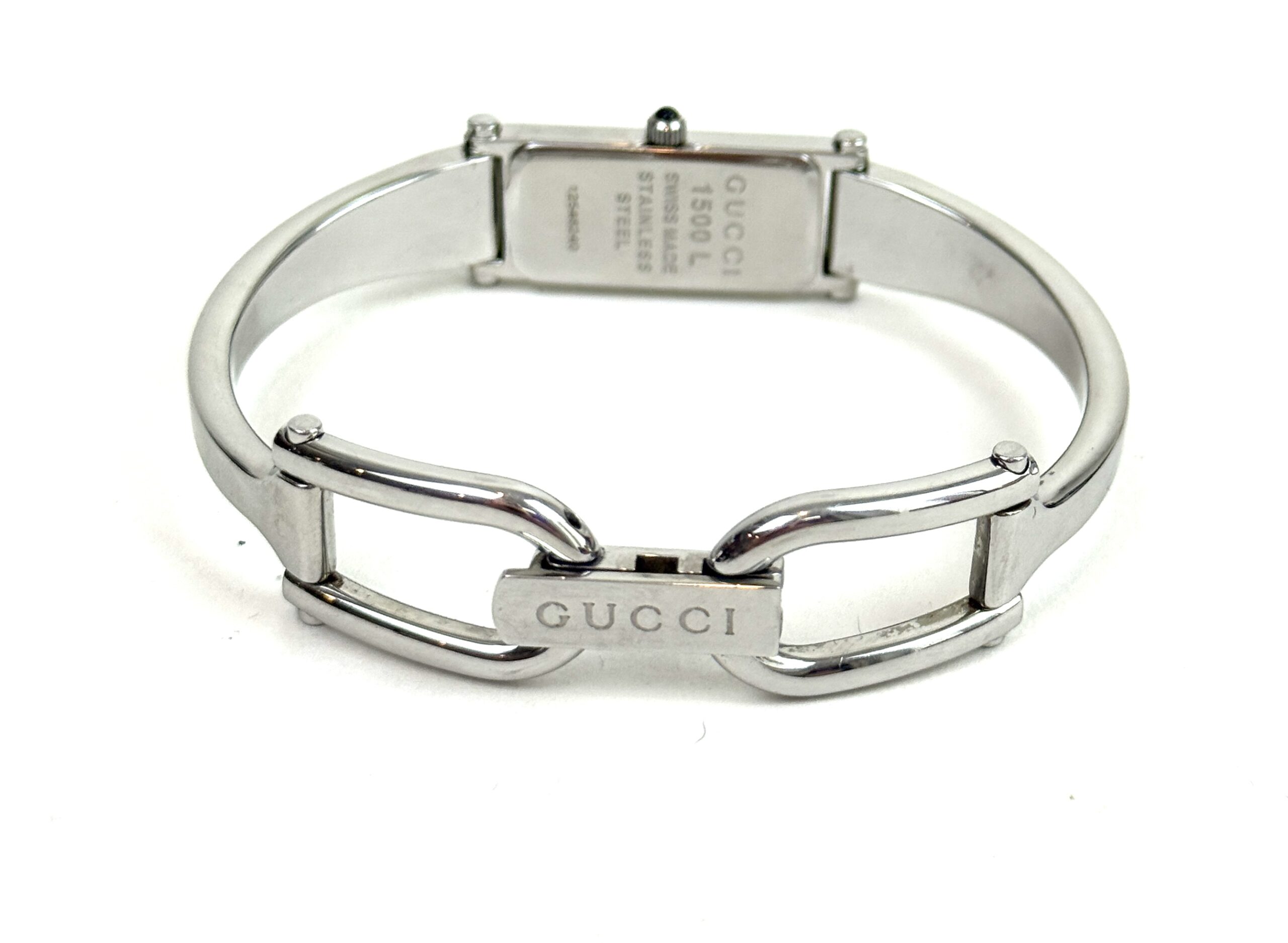 Ladies Gucci 1500L Silver Stainless Steel Watch Quartz Black Face 6 Ladies Gucci 1500L Silver Stainless Steel Watch Quartz Black Face 6