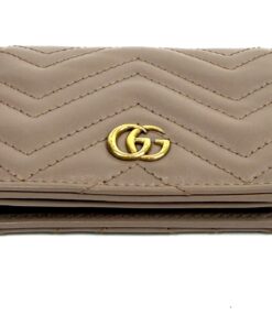 Gucci Calfskin Matelasse Marmont Card Case Wallet Porcelain Rose 11