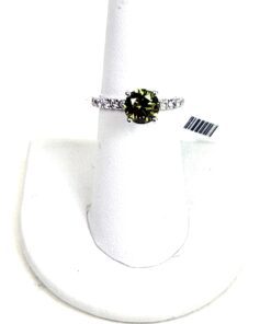 2 TCW Vivid Green Round Lab Diamond in White 14K Gold Engagement Ring 4