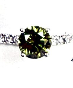 2 TCW Vivid Green Round Lab Diamond in White 14K Gold Engagement Ring 9