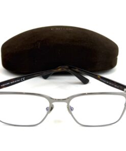 Tom Ford TF5733-B Unisex Shiny Gunmetal Frames Blue Block Lenses