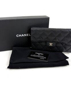 Chanel Large Black Caviar Flap Wallet Silver Hardware 4