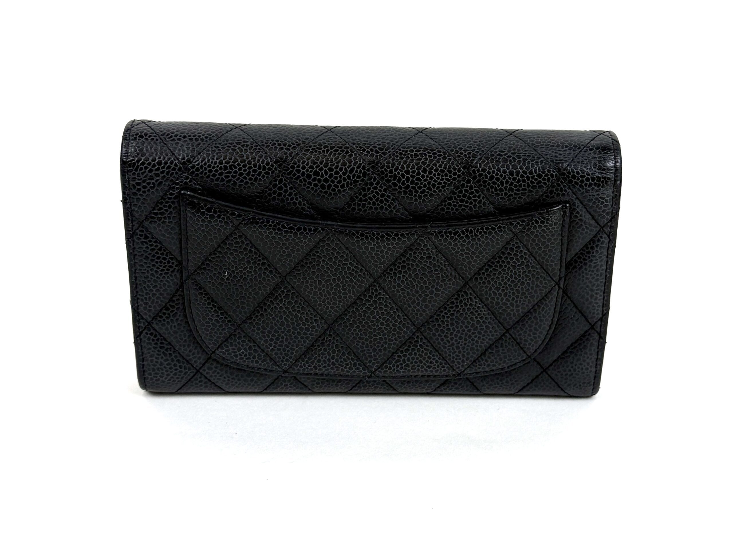 Chanel Large Black Caviar Flap Wallet Silver Hardware 17 Chanel Large Black Caviar Flap Wallet Silver Hardware 16