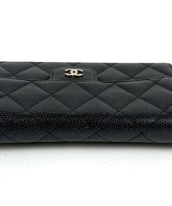 Chanel Large Black Caviar Flap Wallet Silver Hardware 15