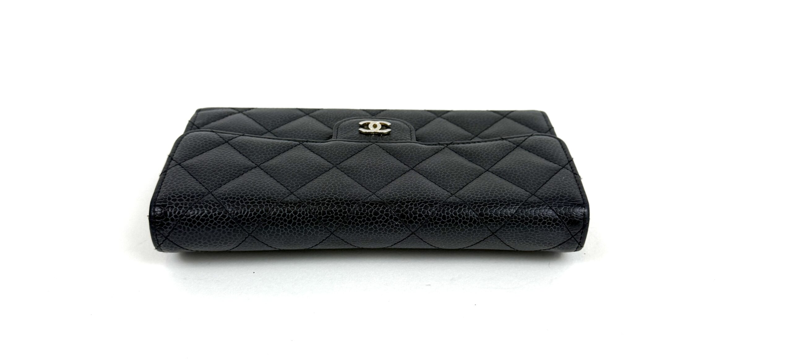 Chanel Large Black Caviar Flap Wallet Silver Hardware 16 Chanel Large Black Caviar Flap Wallet Silver Hardware 15