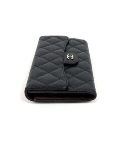 Chanel Large Black Caviar Flap Wallet Silver Hardware 14