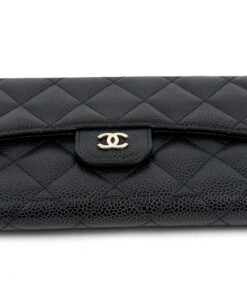 Chanel Large Black Caviar Flap Wallet Silver Hardware 13