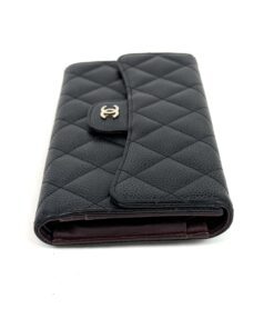 Chanel Large Black Caviar Flap Wallet Silver Hardware 9