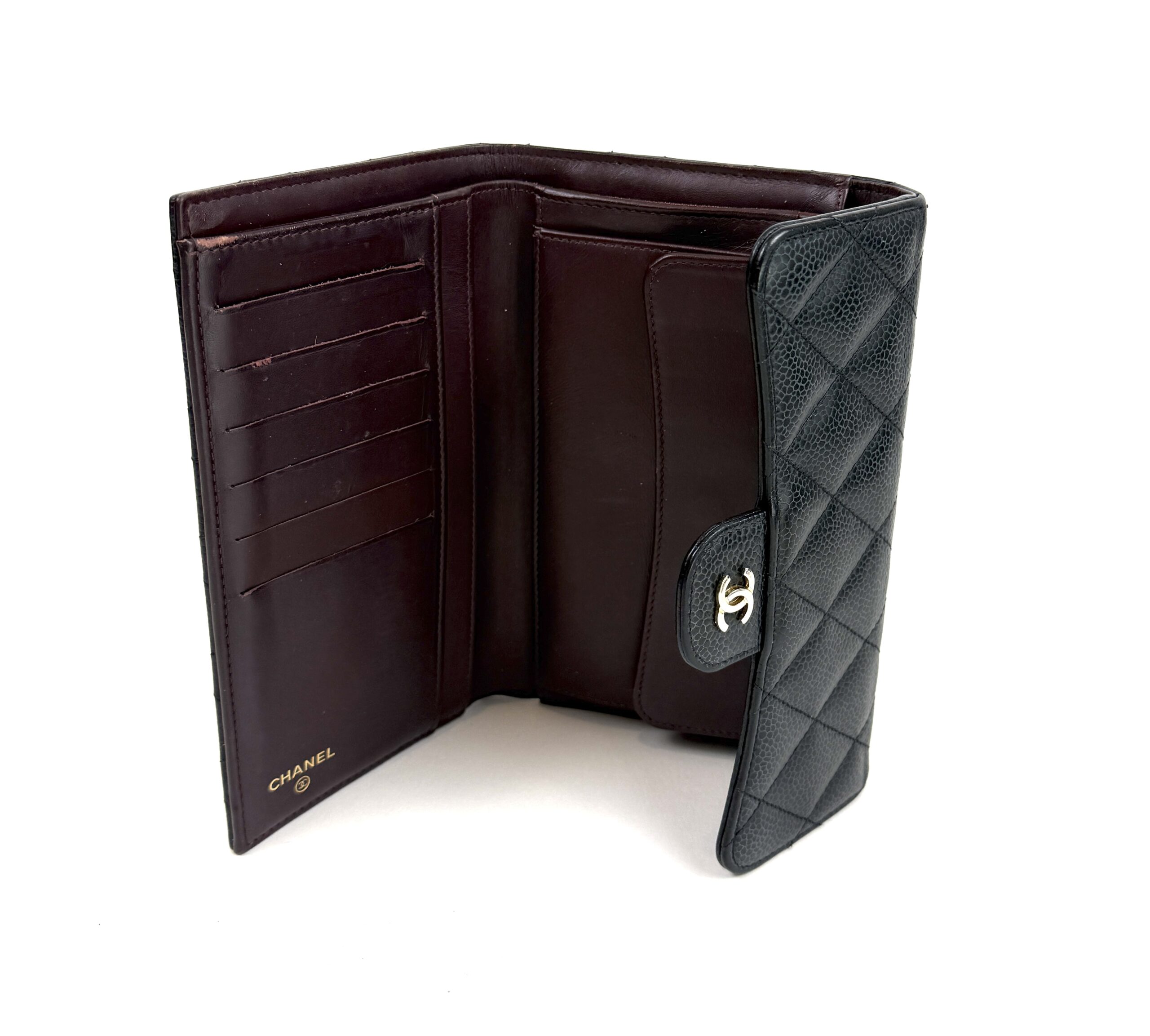Chanel Large Black Caviar Flap Wallet Silver Hardware 7 Chanel Large Black Caviar Flap Wallet Silver Hardware 6