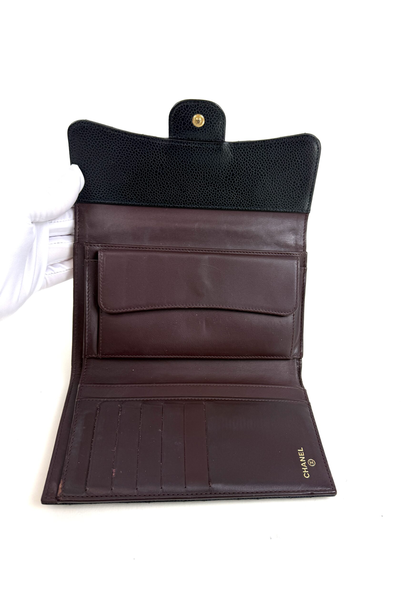 Chanel Large Black Caviar Flap Wallet Silver Hardware 8 Chanel Large Black Caviar Flap Wallet Silver Hardware 7