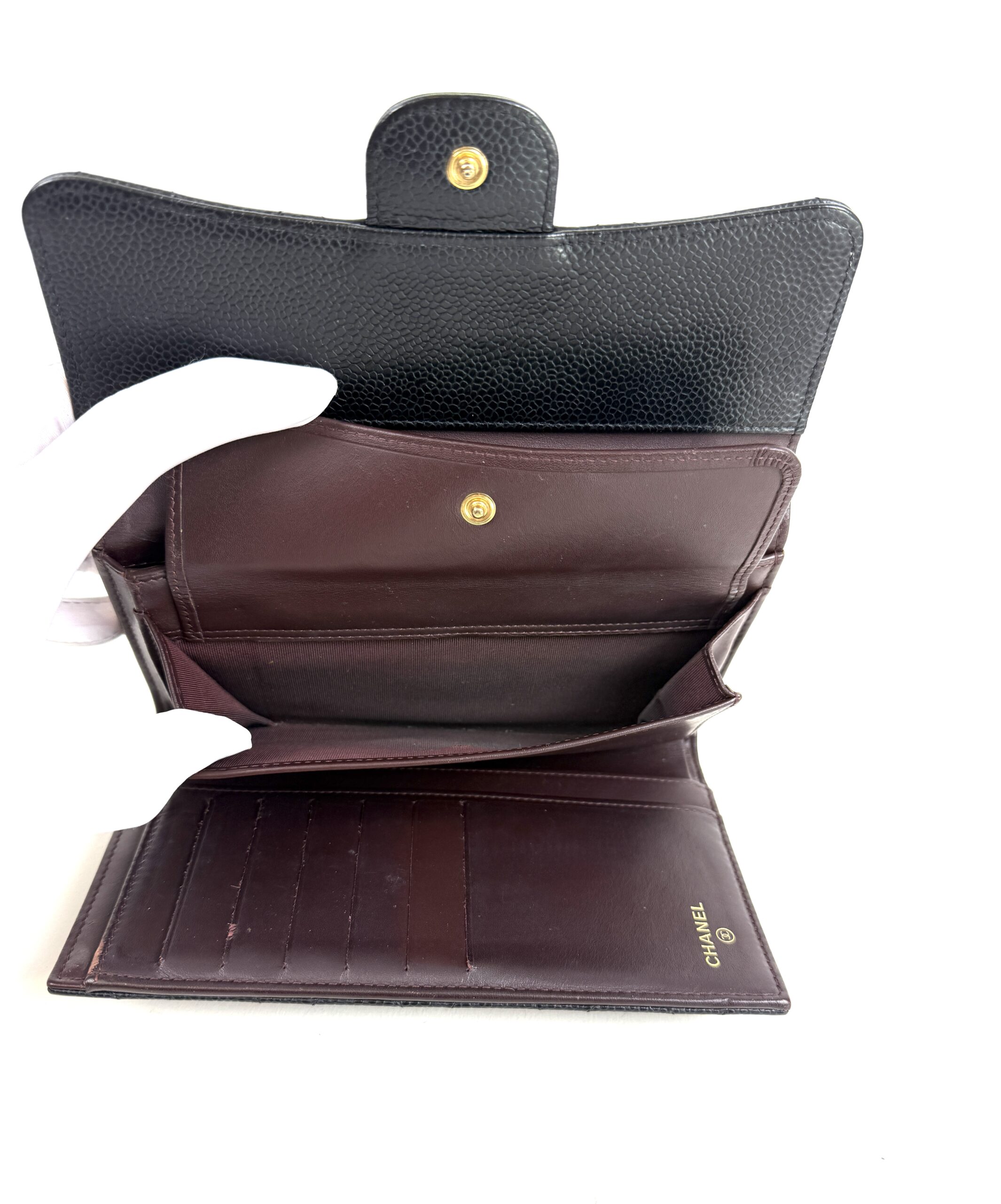 Chanel Large Black Caviar Flap Wallet Silver Hardware 13 Chanel Large Black Caviar Flap Wallet Silver Hardware 12