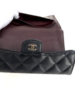Chanel Large Black Caviar Flap Wallet Silver Hardware 11