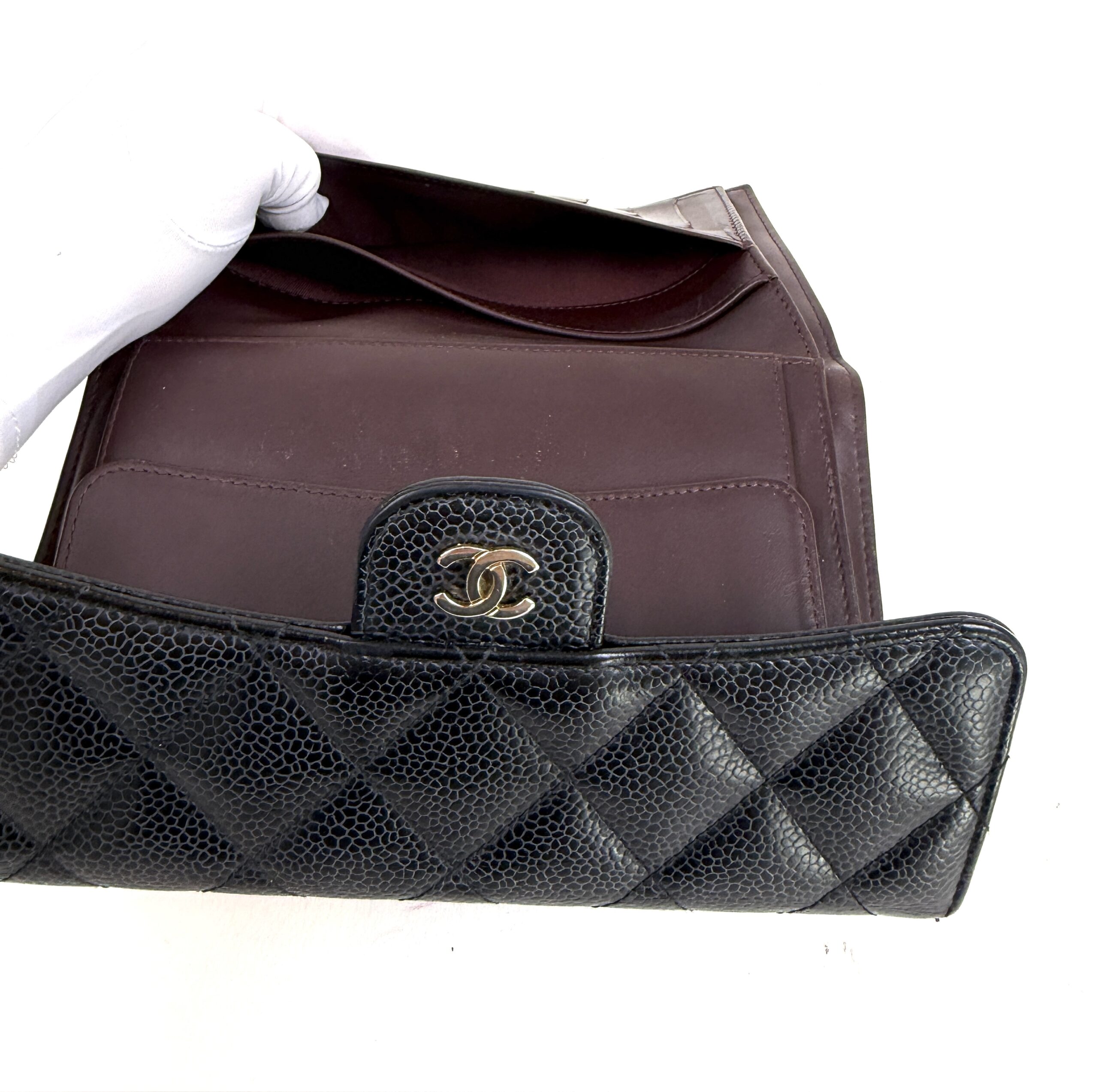 Chanel Large Black Caviar Flap Wallet Silver Hardware 12 Chanel Large Black Caviar Flap Wallet Silver Hardware 11